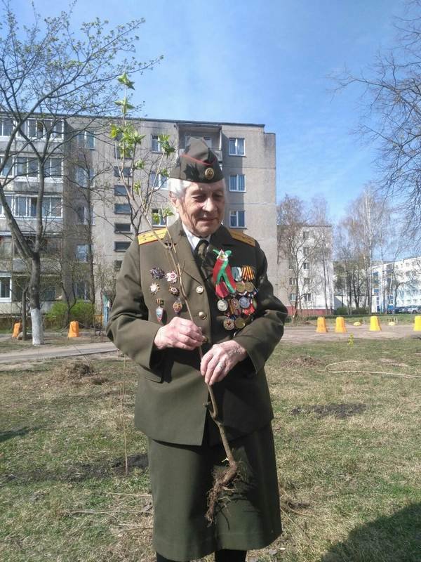 95-летний ветеран войны вместе с кадетами высадила сирень